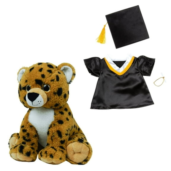 Plush Gear Cheetah 16" Plush with Graduation Cap & Gown – A Special Graduation Day Gift for Kids