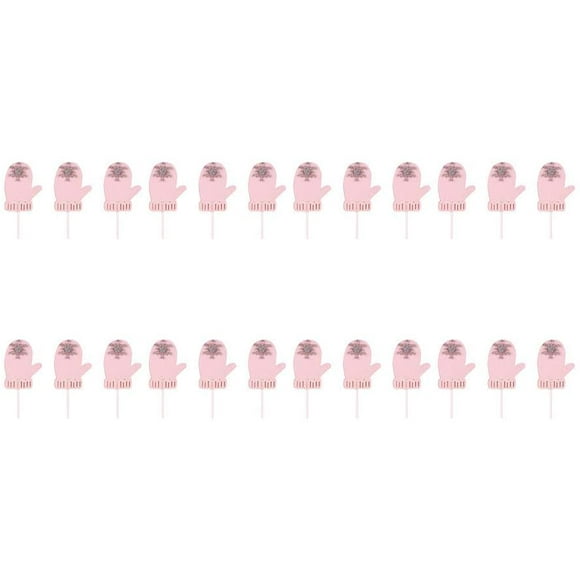 HTOOQ 25pcs Christmas Lovely Gloves and Snowflake Design Cake Insert Cupcake Toppers Creative Cake Toppers Cake Decor Party Favors (Gloves) Party Cake Decors