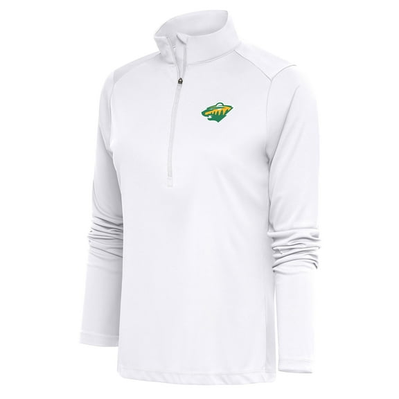 Women's Antigua White Minnesota Wild Special Edition 2.0 Tribute Quarter-Zip Pullover Top
