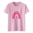thumbnail image 3 of Women's Cancer Awareness Tees in October Rainbow Graphic Short Sleeve T-Shirt Pink Ribbon Survivor Gift Loose Fit Casual Tops, 3 of 3