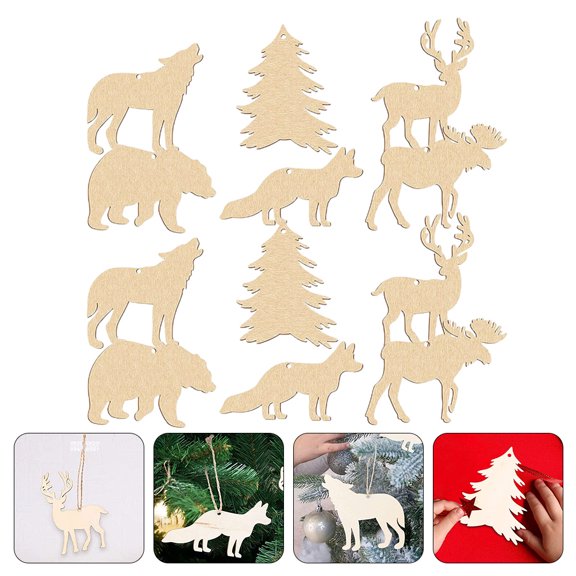 WHAMVOX Wild Forest Animal Shaped Wood Cutouts for Decor Khaki Plastic DIY Craft Supplies 30pcs