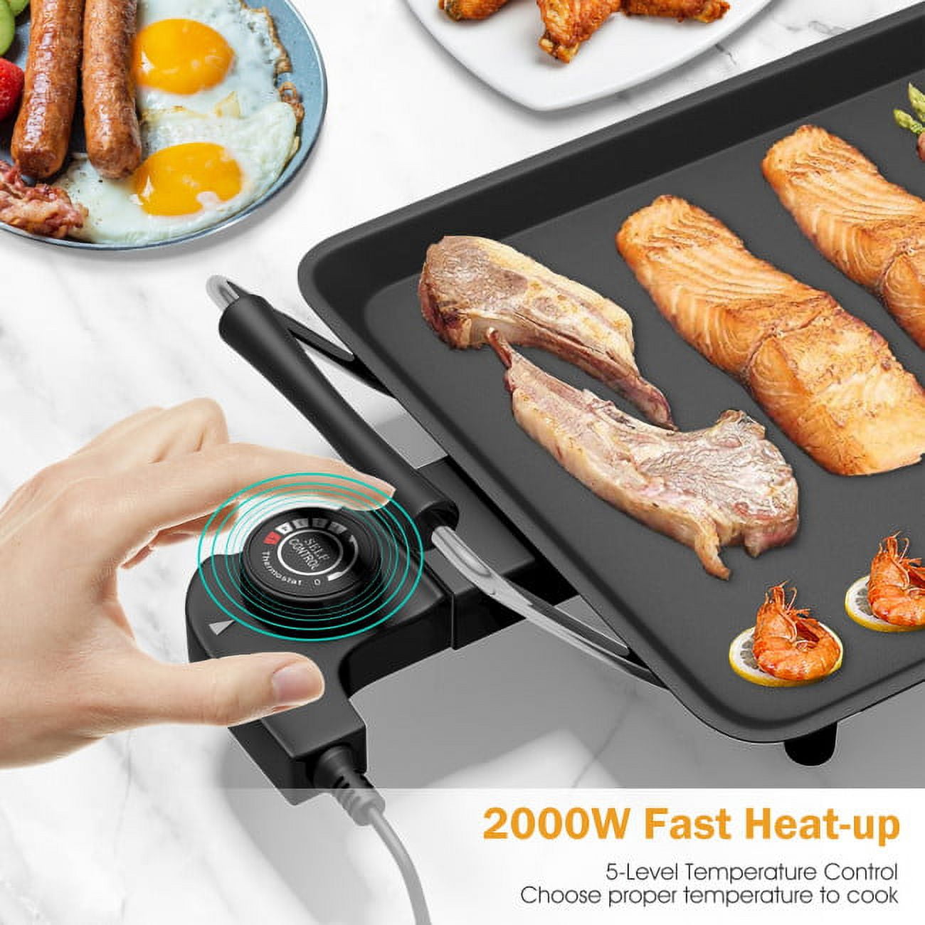 Electric Smokeless Indoor Grill w/Non-Stick Cooking Surface & Adjustable