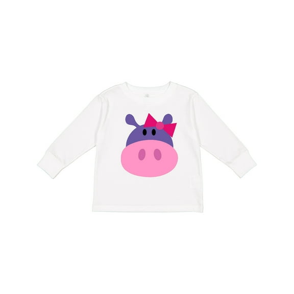 Inktastic Girl Hippo Girls Long Sleeve Toddler T-Shirt