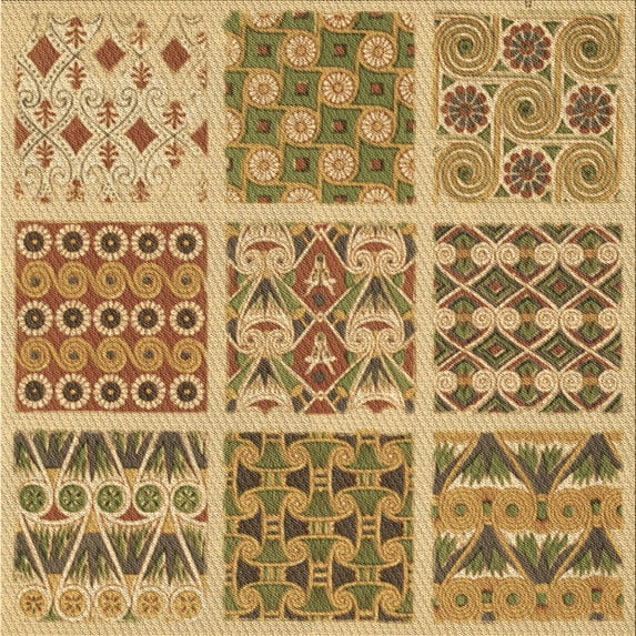Ahgly Company Machine Washable Indoor Square Transitional Yellow Orange Area Rugs, 6' Square