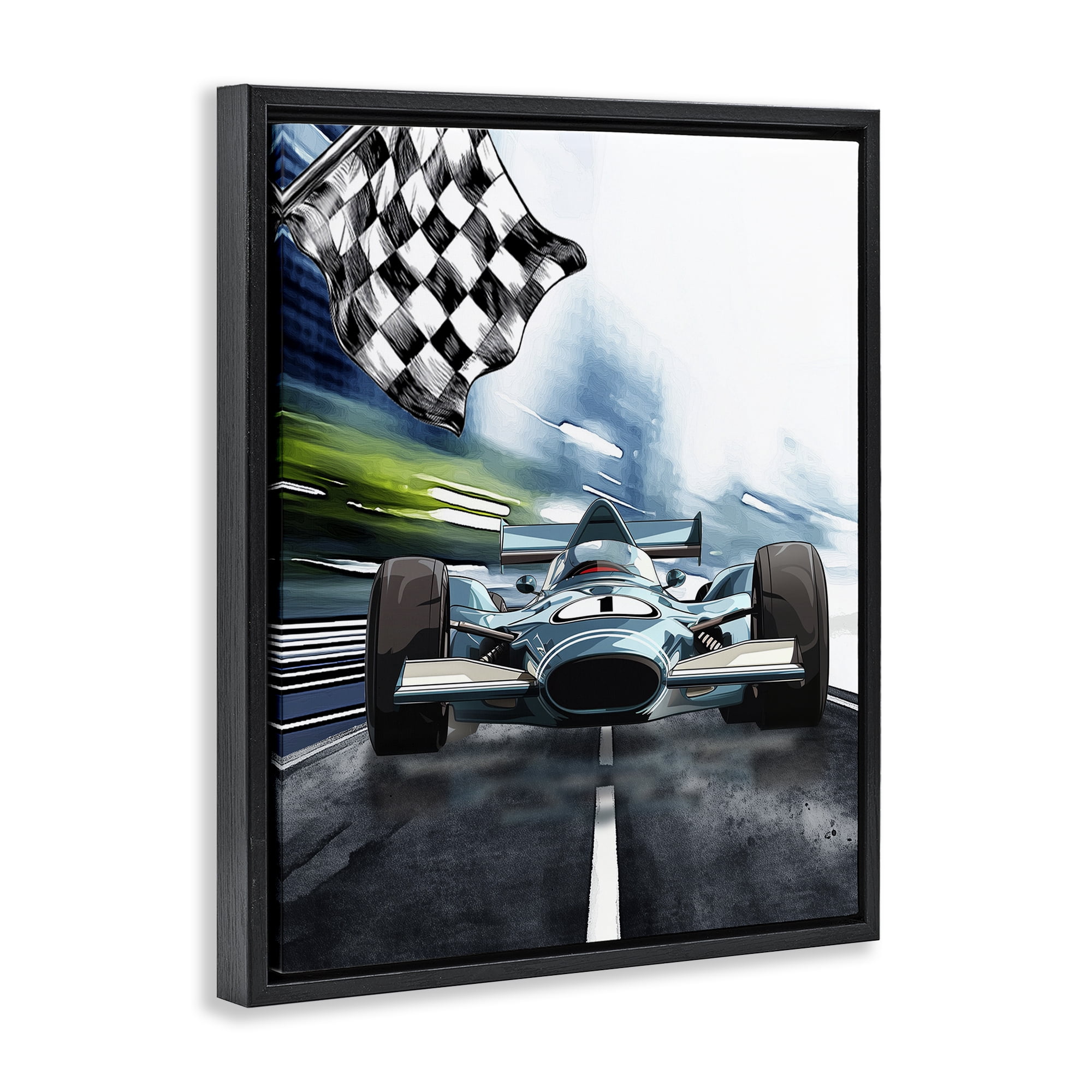 Stupell Industries Racecar Set Go Black Framed Floater Canvas Wall Art, design by Christine Simpson Art