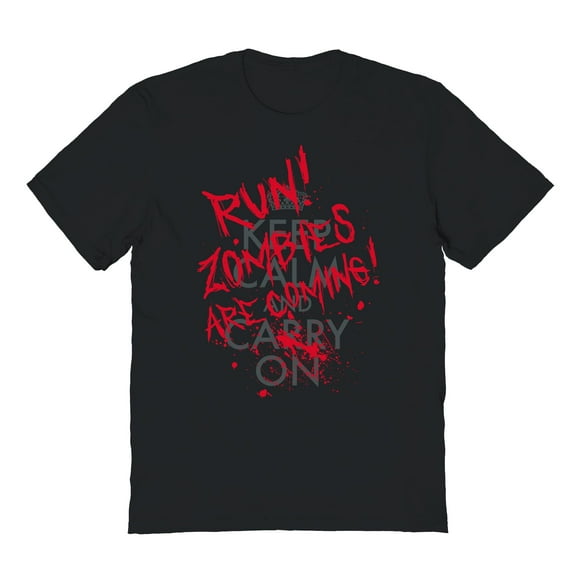 Halloween Zombies Are Coming Graphic Black Men's Cotton T-Shirt