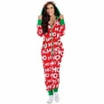 thumbnail image 3 of Tejiojio Christmas Matching Women Zipper Hooded Long Sleeve Ladies Christmas Printed Jumpsuit Pyjamas, 3 of 8