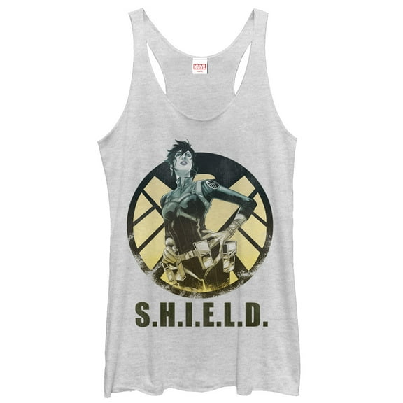 Women's Marvel Maria Hill S.H.I.E.L.D. Agent  Racerback Tank Top White Heather X Large