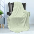 thumbnail image 4 of Fish Scale Soft Flannel Fleece Throw Blanket, Fountain of Stars on White Background Green Ornamental Arcs, Cozy Plush for Indoor and Outdoor Use, 50" x 60", Apple Green and White, by Ambesonne, 4 of 5