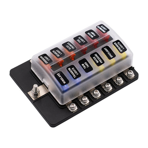 12Way Blade Fuse Box, Fuse Box Block with LED Warning Indicator
