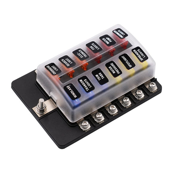 Yeacher 12-Way Blade Fuse Box, Fuse Box Block with LED Warning Indicator Waterproof Cover for Car Boat RV DC 12-32