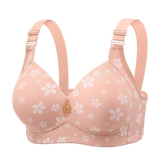 SPZTSX Wireless Tshirt Bras for Women Cute Floral Printed Full Coverage Comfortable No Underwire Push Up Everyday Bra