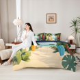 thumbnail image 4 of Castle Fairy 3D Tropical Surfboard Queen Bedding 7pcs,Coastal Palm Path Layout Bedding Comforter Set Queen,White Teal,Navy Blue Reversible, 4 of 7