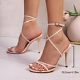 thumbnail image 4 of Elegant Stiletto Open Toe Summer Sandals Strappy High Heel Dressy Sandals witn Ankle Strap (Beige 6), 4 of 7