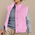 thumbnail image 2 of qolati Womens Puffer Vest Cropped Lightweight Button Down Quilted Vest Scrunch Stand Collar Sleeveless Padded Gilet Coat with Pockets Pink L 8, 2 of 8