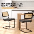 thumbnail image 4 of Mid Century Modern Cantilever Dining Chair, Breathable Rattan Cane Back Side Chair with PU Leather Cushion and Black Metal Frame, Set of 2, Black, 4 of 10