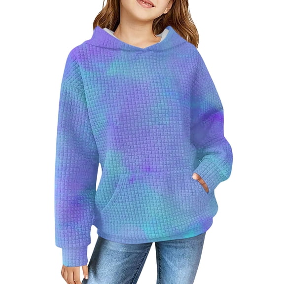 YunPes Girls Sweatshirt Winter Tie Dye Retro Print Sweatshirt Long Sleeve Comfortable Cute Sweatshirt Brand Hoodies