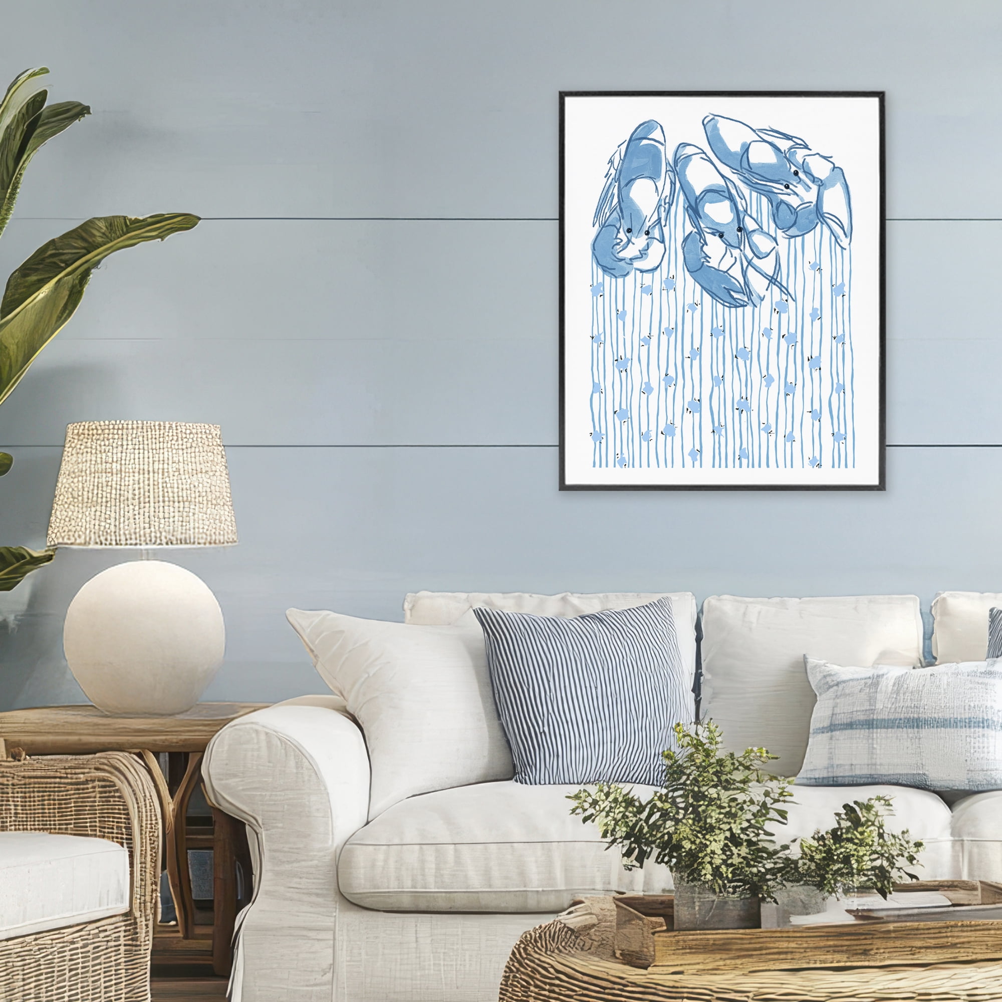 Stupell Industries Lobster Trio with Strings Black Framed Giclee Art, design by Melissa Tilley