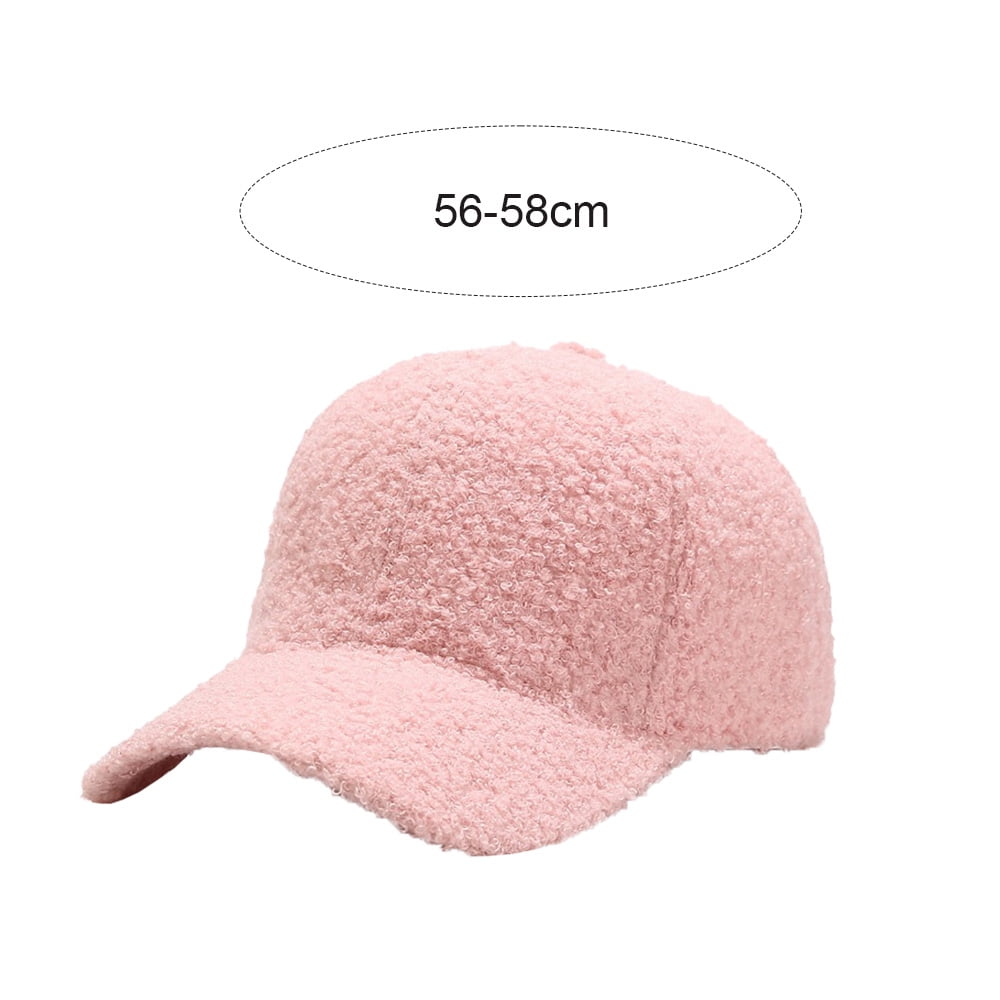 Faux Lamb Wool Baseball Cap for Men Women Teddy Fleece Sports
