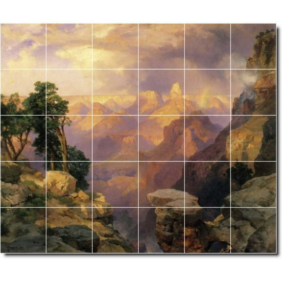 Ceramic Tile Mural-Thomas Moran Landscapes Painting 549. 25.5" w x 21.25" h using (30) 4.25 x 4.25 ceramic tiles