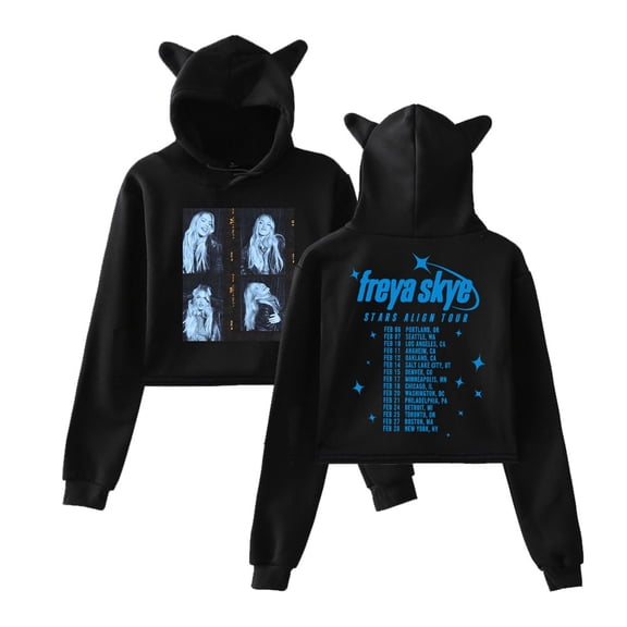 Freya Skye 2026 Stars Align Tour Date Print Cat Ear Hoodie – Women’s Pullover Sweatshirt, Casual Streetwear Concert Fans Support Outfit
