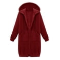 thumbnail image 4 of Women's Long Hoodie Autumn Fashion Zipper Fleece Coat Comfortable Oversized Waist Sweatshirt, 4 of 9