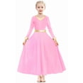 thumbnail image 1 of ELLYDOOR Disfraz de adoración litúrgica de manga larga para baile de alabanza para niña, vestido de bata de iglesia de oro metálico, etiqueta rosa 130, 1 of 1