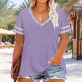 thumbnail image 3 of Jalioing Fashion Plus Size Shirts for Women Sparkly Short Sleeve V Neck Tee Shirt Summer Casual Loose Color Block Tops, 3 of 5