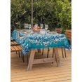 thumbnail image 4 of 60x84 Inch Outdoor Tablecloth with Umbrella Hole Zipper Rectangle Turquoise Boho Flowers Rectangular Tablecloths Outside Waterproof Retro Ethnic Abstract Floral Art Patio Table Cover for Picnic Party, 4 of 8