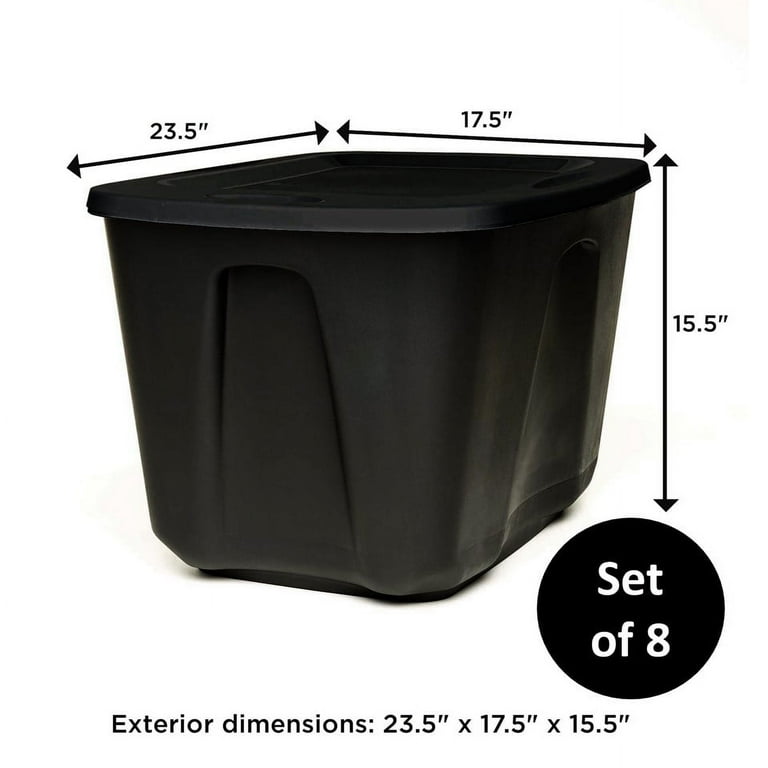 Mainstays 18 Gallon Plastic Storage Container, Black, 8 Count - Walmart.com