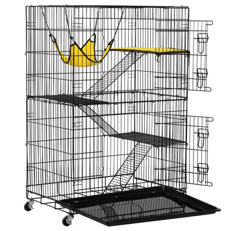 4-Tier Kitten Cat Ferret Cage Animals Hutch Black