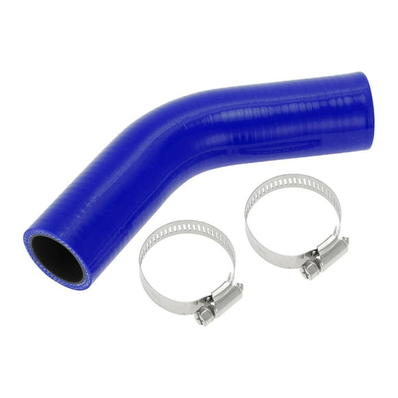 Unique Bargains 1 Set 32mm/1.26" ID 102mm/4.02" Length 45 Degrees Blue Black Car Silicone Hose with Clamps Coolant Hose Universal