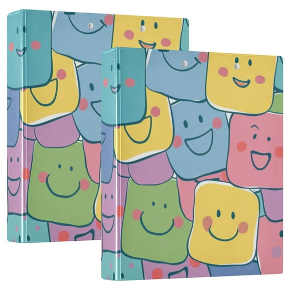 Smiling Faces 3 Ring Binders 1.5 inch Hardcover File Folders with Interior Pockets A4 Size Organizer for School Office Hospital