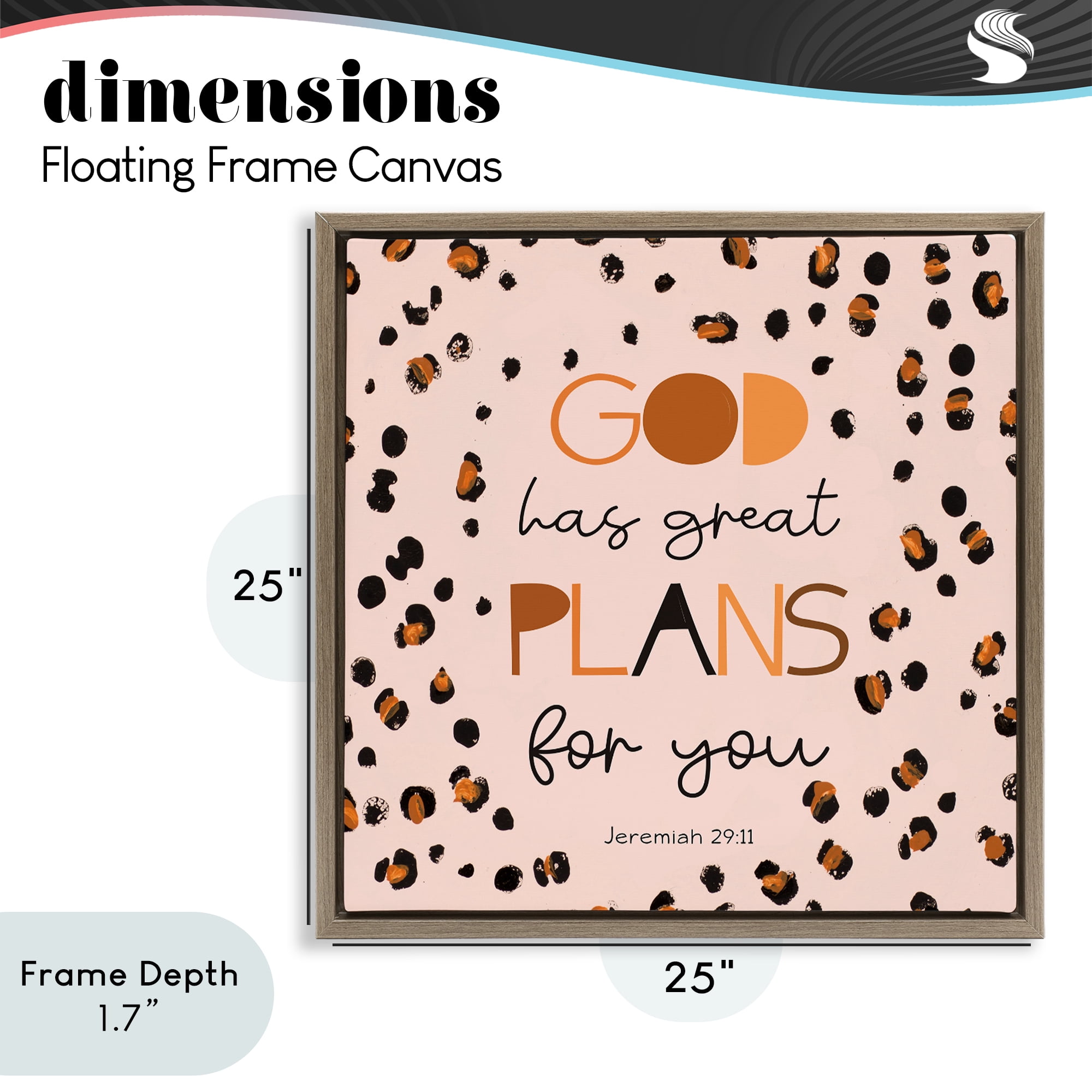 Stupell Industries God Has Plans For You Brown Framed Floater Canvas Wall Art, design by Patricia Pinto