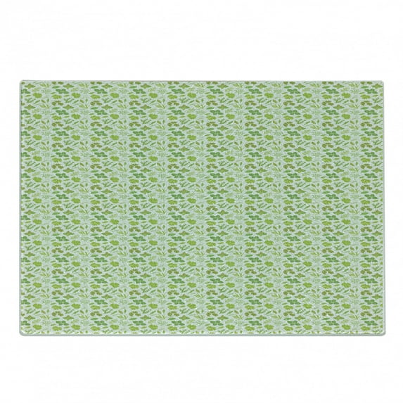 Mint Cutting Board, Leaves Rosemary Oregano Dill Parsley Organic Farming Vanilla Cuisine, Decorative Tempered Glass Cutting and Serving Board, in 3 Sizes, by Ambesonne