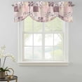 thumbnail image 2 of Tie Up Valances for Windows, Boho Spring Floral Adjustable Valance Curtains Window Treatment for Living Room, Vintage Flowers Patchwork Plaid Pink Rod Pocket Kitchen Curtains & Drapes 42x18 Inch, 2 of 9