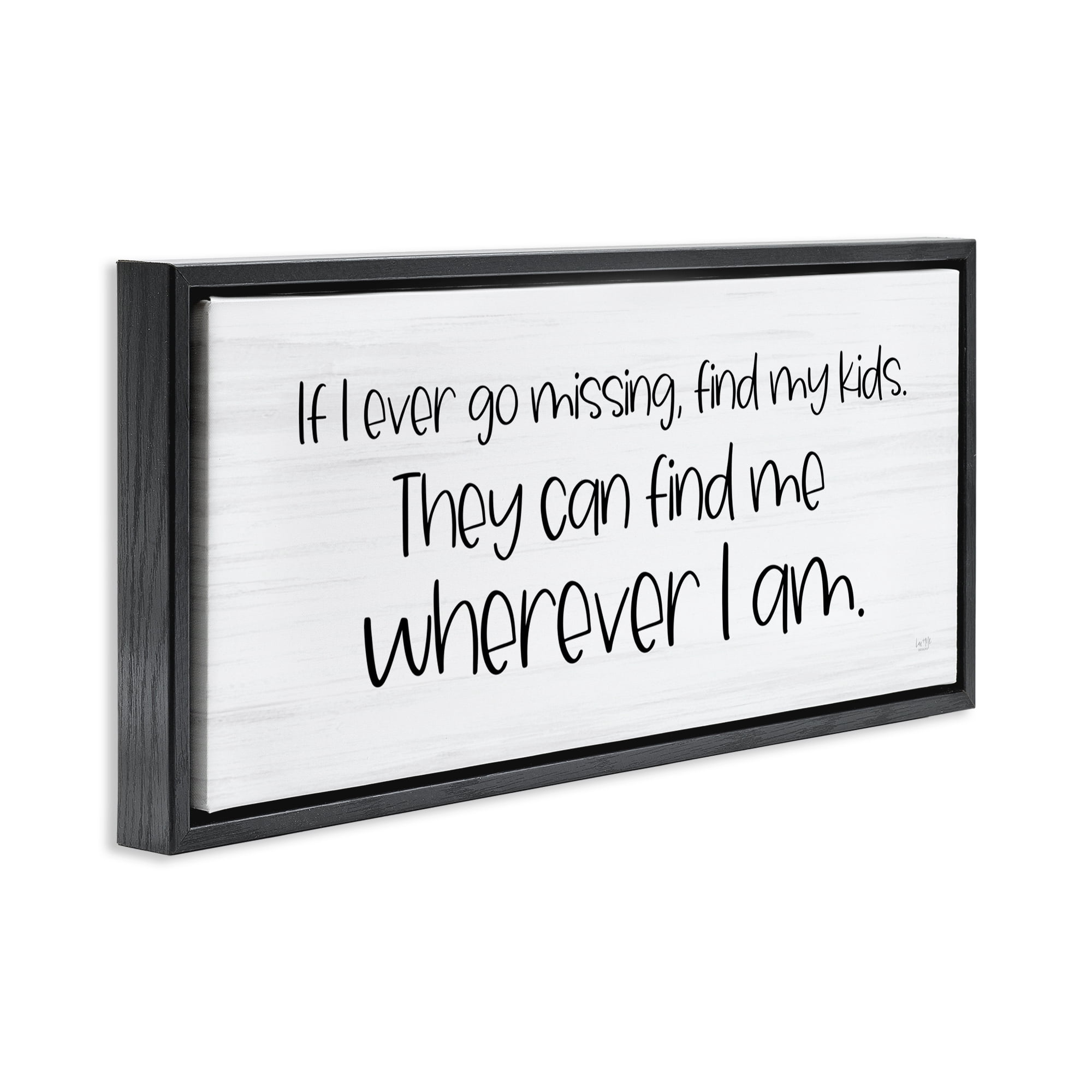 Stupell Industries My Kids Can Find Me Text & Numbers Painting Black Floater Framed Canvas Art Print Wall Art, 25 x 11