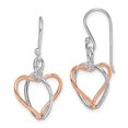 thumbnail image 3 of 925 Sterling Silver & Rose Vermeil Heart Dangle Earrings, 3 of 6