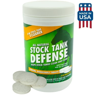 Airmax Stock Tank Defense, Livestock Water Trough Cleaner, Clean Drinking Tanks for Horse, Cattle, Goat & Chicken, Safe & Easy-to-Use Cleaning Tablet Treatment for Farming & Agricultural Use, 24 Tabs