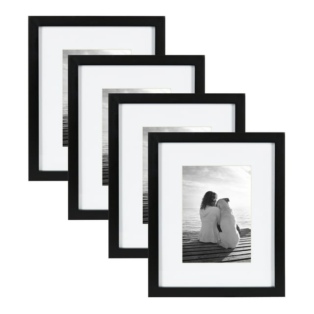 DesignOvation Gallery Wood Picture Frame (Set of 4), 8" x 10", Black