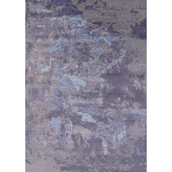 Ahgly Company Machine Washable Indoor Rectangle Industrial Modern French Lilac Purple Area Rugs, 7' x 10'