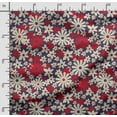 thumbnail image 2 of Soimoi Floral Print, Velvet Fabric, Decor Sewing Fabric by The Yard 54 Inch Wide,Decorative Fabric for Upholstery and Home Accents, Navy Blue & Red, 2 of 5