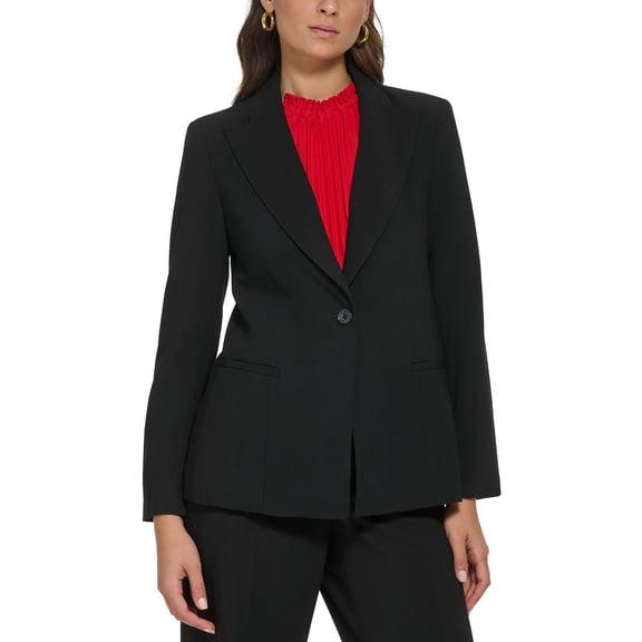 Petite Zipper-Sleeve One-Button Blazer Black 10P