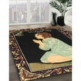 thumbnail image 3 of Ahgly Company Tapis Rond Traditionnel en Laiton Vert Lavable en Machine, 3 Pieds Rond, 3 of 7