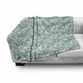 thumbnail image 3 of Leaves Soft Flannel Fleece Throw Blanket, Composition of Foliage Detailed Arrangement with Ornate Nature Illustration, Cozy Plush for Indoor and Outdoor Use, 70" x 90", Green Blue White, by Ambesonne, 3 of 6