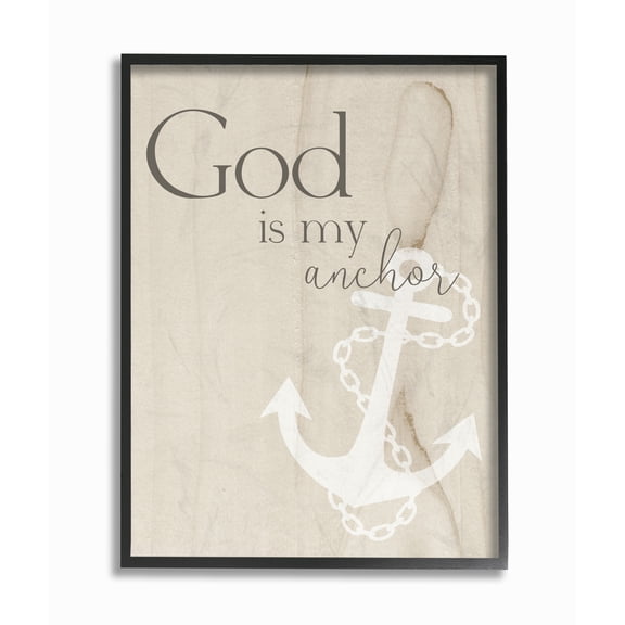 The Stupell Home Decor Collection God Is My Anchor Wood Texture Framed Giclee Texturized Art, 11 x 1.5 x 14