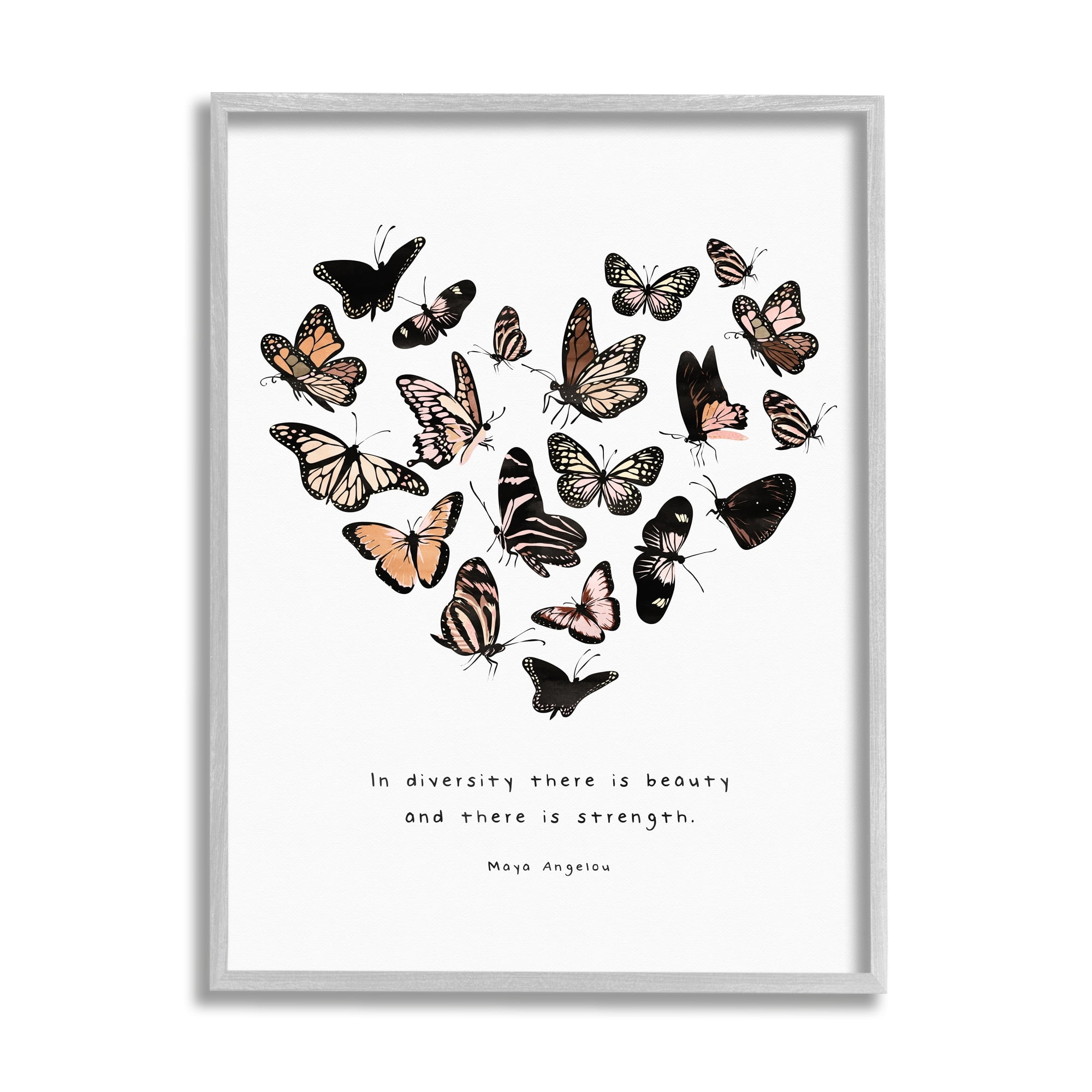 Stupell Industries In Diversity There's Beauty and Strength Butterfly Heart, 24 x 30,Design by Erica Billups