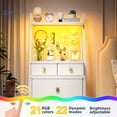 thumbnail image 3 of EnHomee White Tall Nightstand Side Table Dresser for Bedroom with 6 Drawers Fabric Dresser&Chests of Drawers LED Lights, 3 of 8