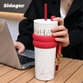 thumbnail image 5 of Sidagar 24oz Ceramic-Coated Stainless Steel Insulated Holiday Tumbler, Leak-Resistant Straw Lid, White, 5 of 9