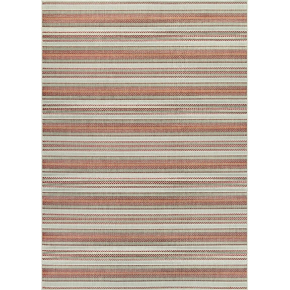 Couristan 7.5' x 10.75' Orange and Ivory Geometric Rectangular Outdoor Area Throw Rug